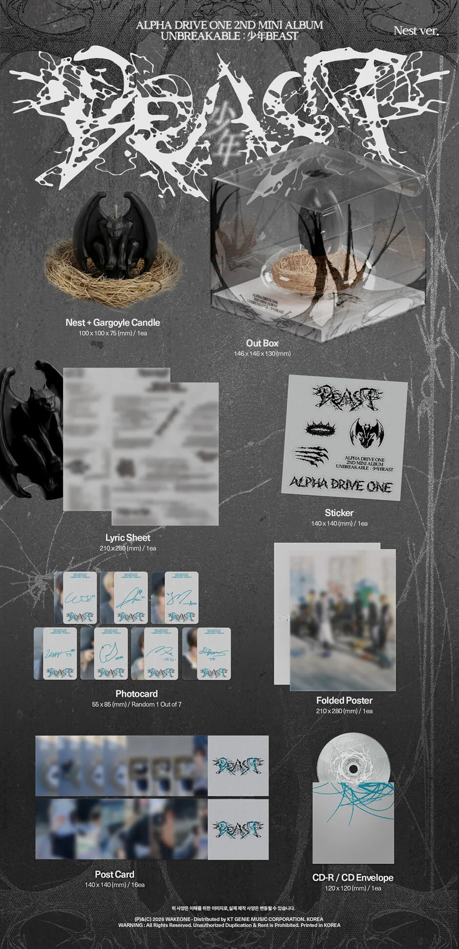 Pre-Order - ALPHA DRIVE ONE - 2nd Mini Album - UNBREAKABLE : 少年BEAST - Nest Vers. (Limited Edition)