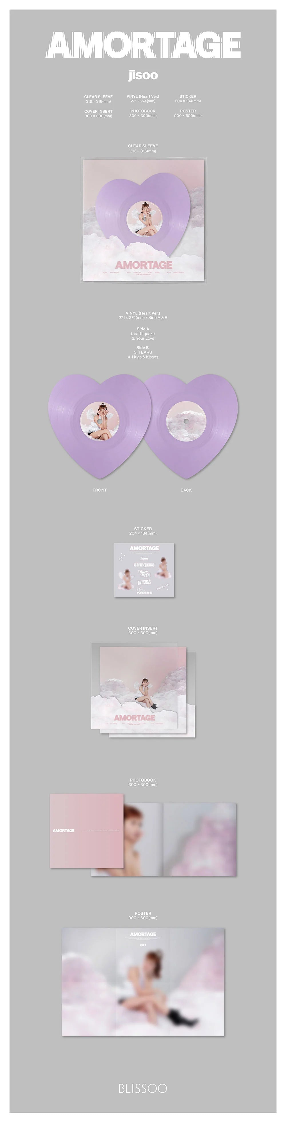 JISOO - Mini Album - AMORTAGE - Vinyl - Heart Ver. (Seoul Saver)