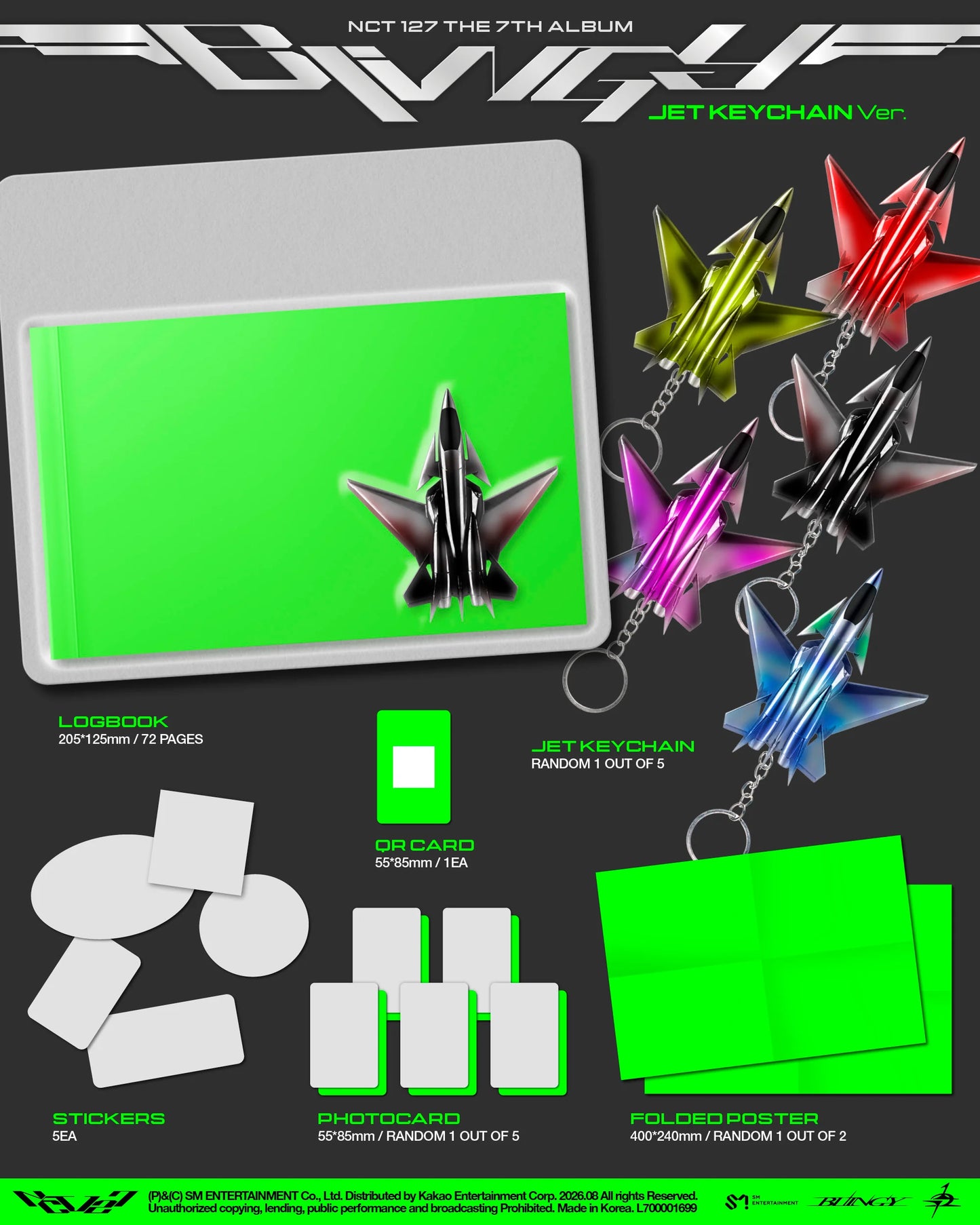 Pre-Order - NCT 127 - 7th Album - BLINGY - JET Keychain Vers. (Smart Album)
