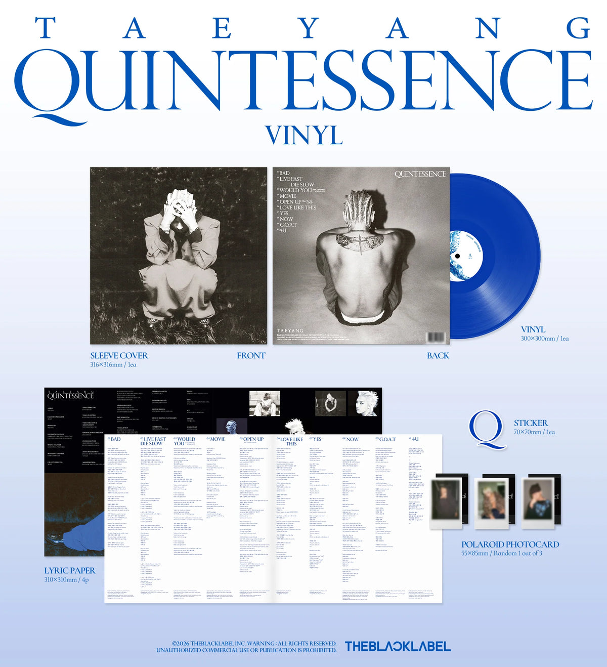 BIGBANG – TAEYANG – QUINTESSENCE - LP (Seoul Saver)