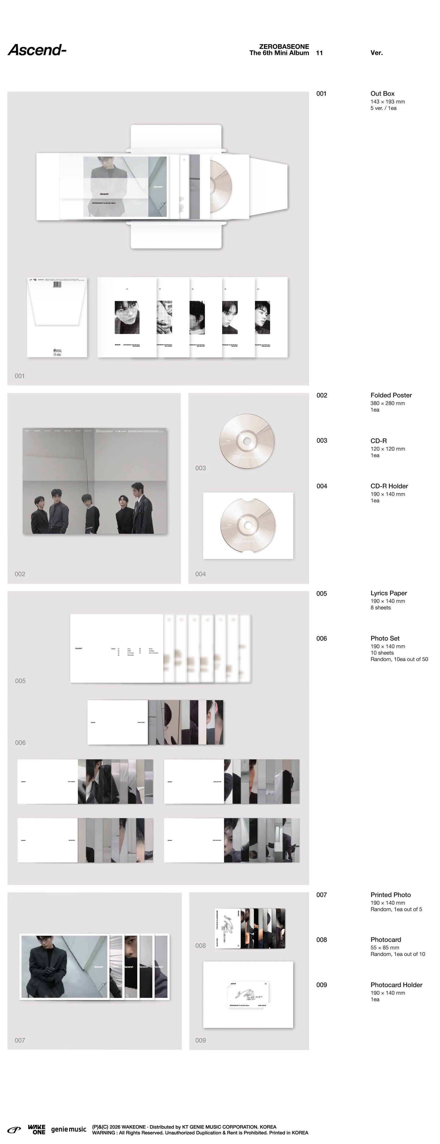 ZEROBASEONE - 6th Mini Album - Ascend- 11 Vers.