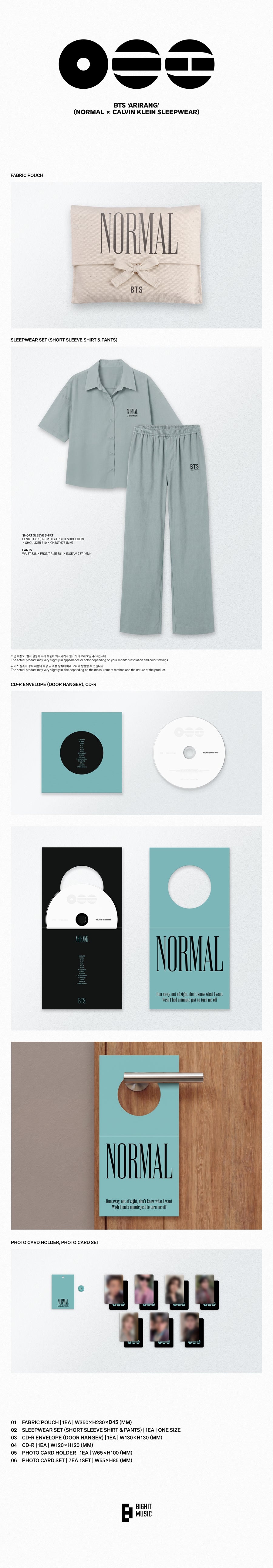 Pre-Order - BTS - The 5th Album - ARIRANG - NORMAL x CALVIN KLEIN SLEEPWEAR