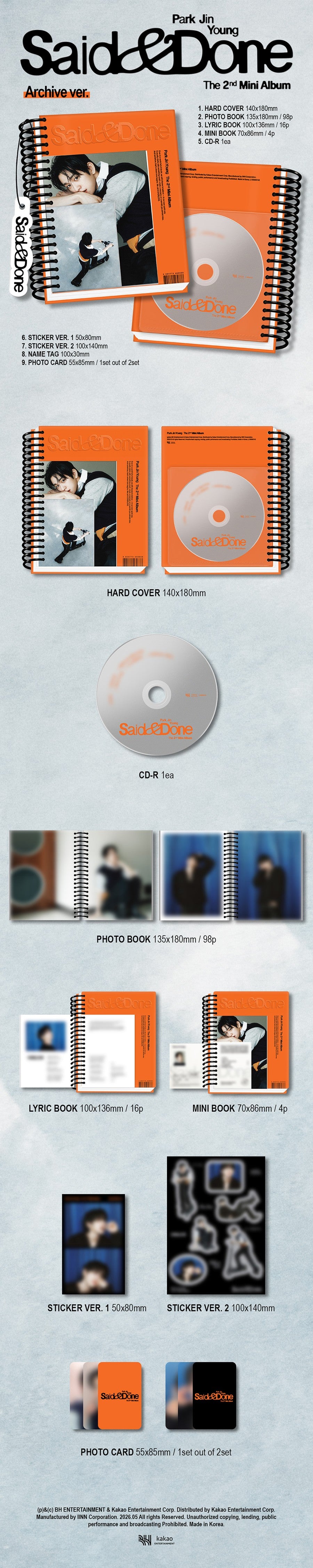 GOT7 - Park JinYoung – The 2nd Mini Album - Said & Done - Archive Vers. (Seoul Saver)