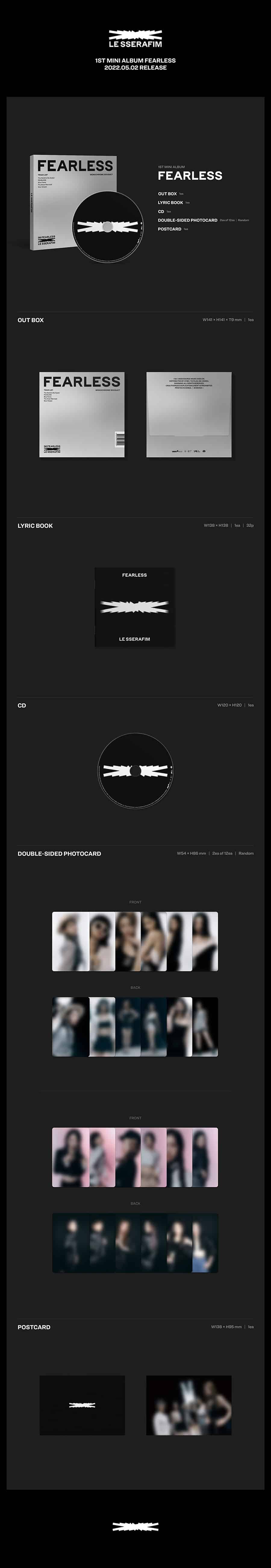 LE SSERAFIM - Fearless - 1st mini Album - Monochrome Bouquet Version (Seoul Saver)