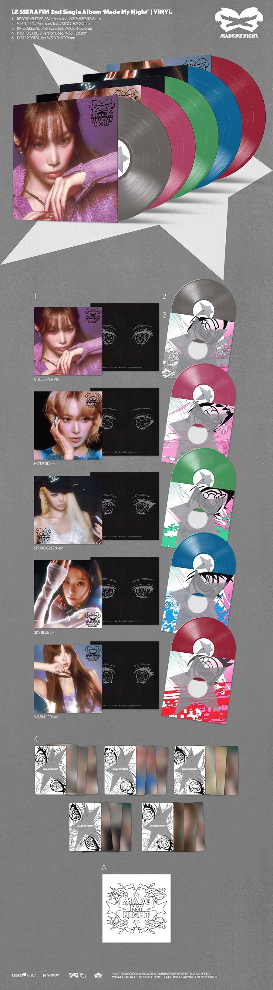 Pre-Order - LE SSERAFIM - 2nd Single Album - Made My Night - Vinyl - CHIC SILVER Vers .