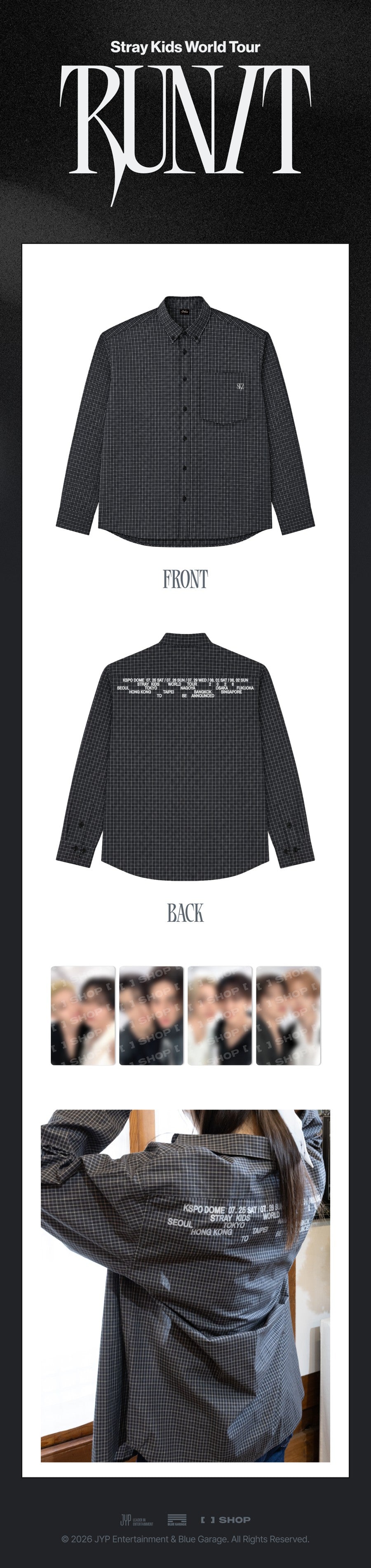 Pre-Order - Stray Kids - World Tour RUN IT MD - CHECK SHIRT