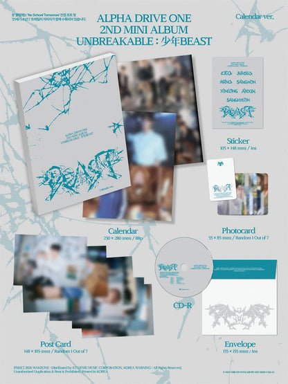 Pre-Order - ALPHA DRIVE ONE - 2nd Mini Album - UNBREAKABLE : 少年BEAST - Calendar Vers.