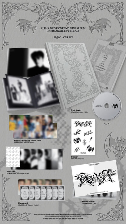 Pre-Order - ALPHA DRIVE ONE - 2nd Mini Album - UNBREAKABLE : 少年BEAST - Fragile Beast Vers.