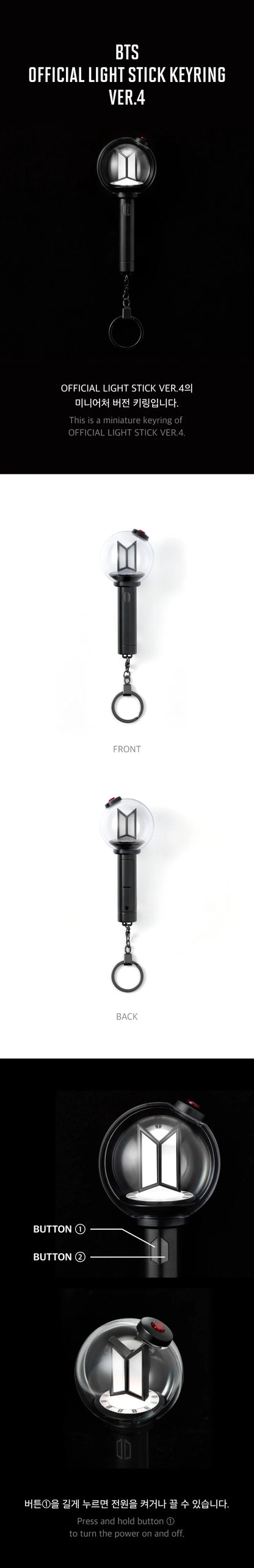Pre-Order - BTS - OFFICIAL LIGHT STICK - KEYRING Vers. 4