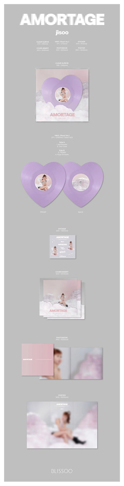JISOO - Mini Album - AMORTAGE - Vinyl - Heart Ver. (Seoul Saver)