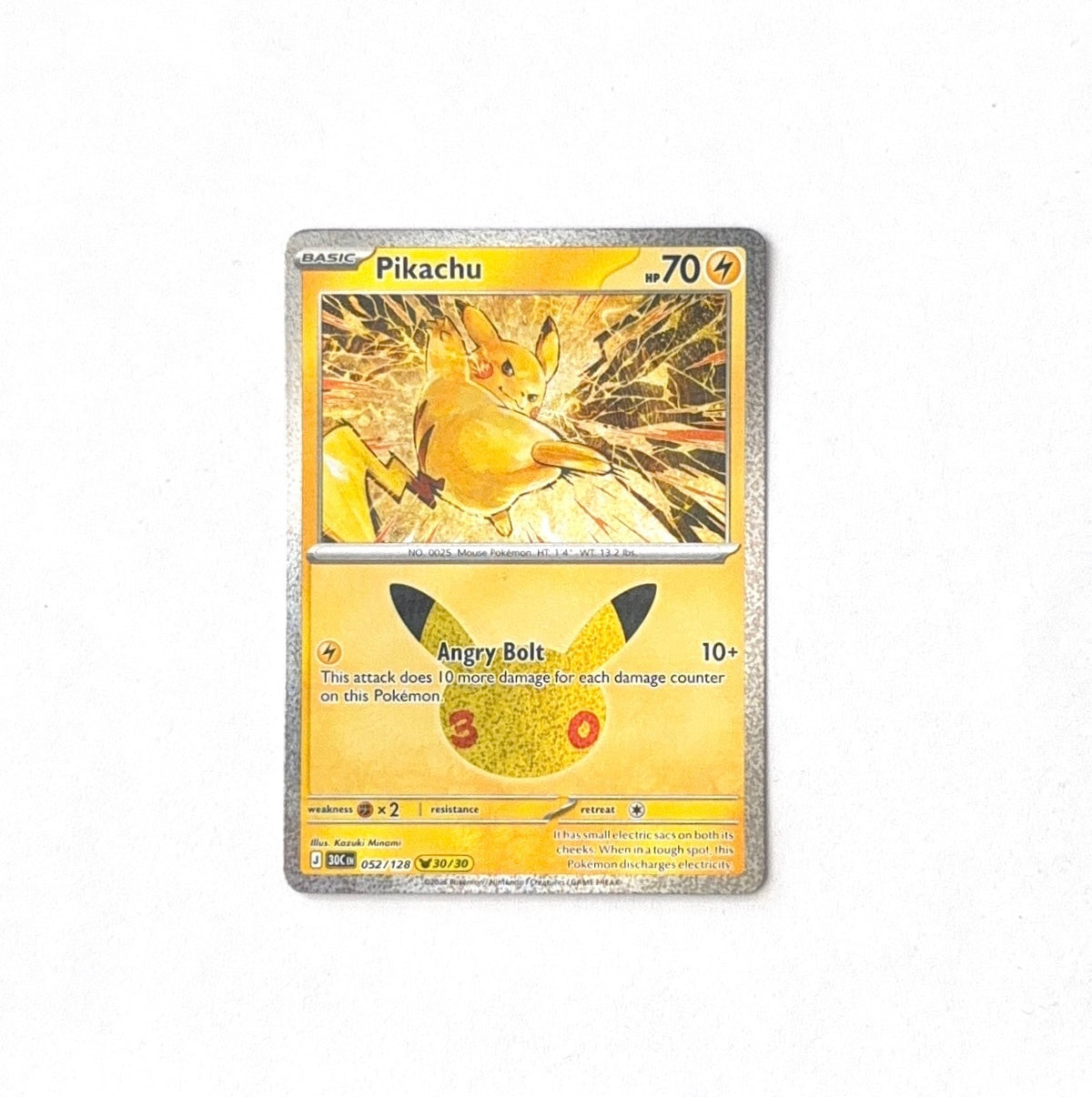 Pokemon TCG - Pikachu - 052/128 - 30/30 - 30th Celebration