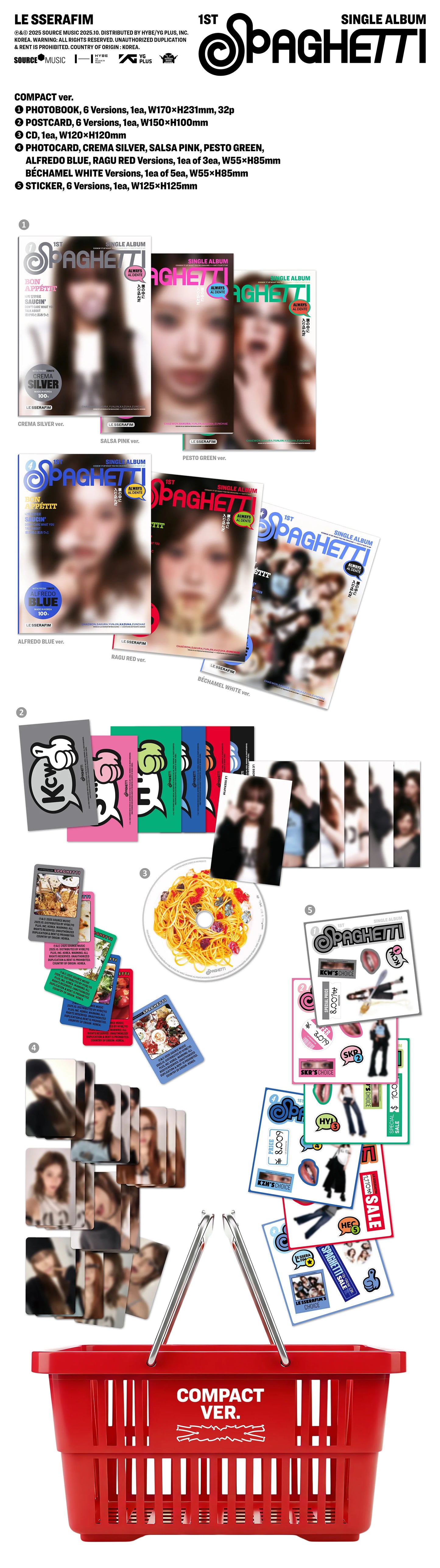 LE SSERAFIM - SPAGHETTI - 1st Single Album - Compact version (Seoul Saver)