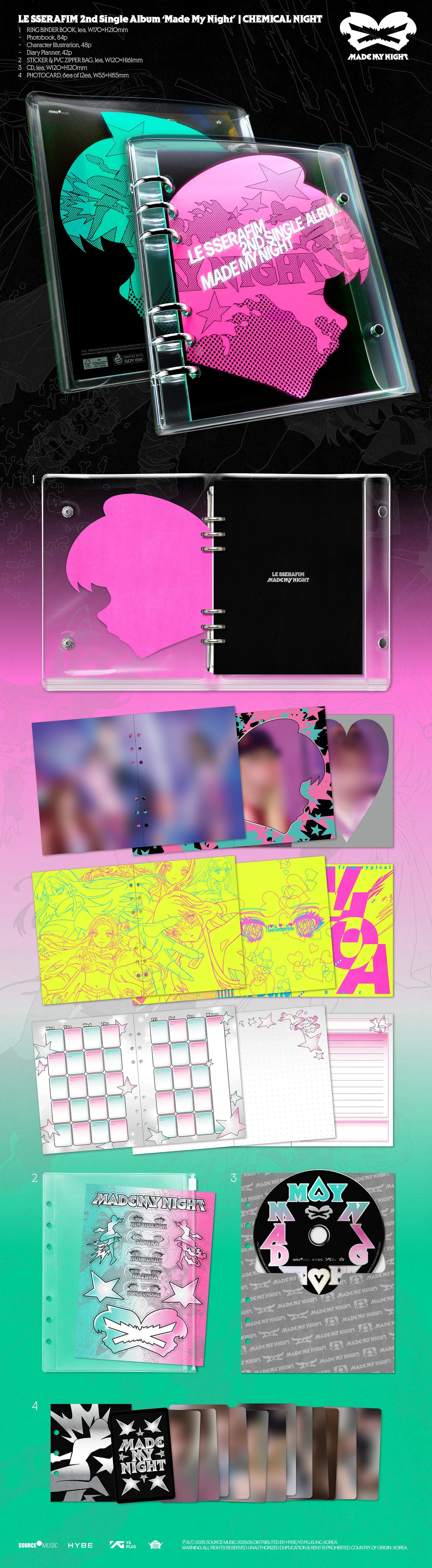 Pre-Order - LE SSERAFIM - 2nd Single Album - Made My Night - CHEMICAL NIGHT Vers.