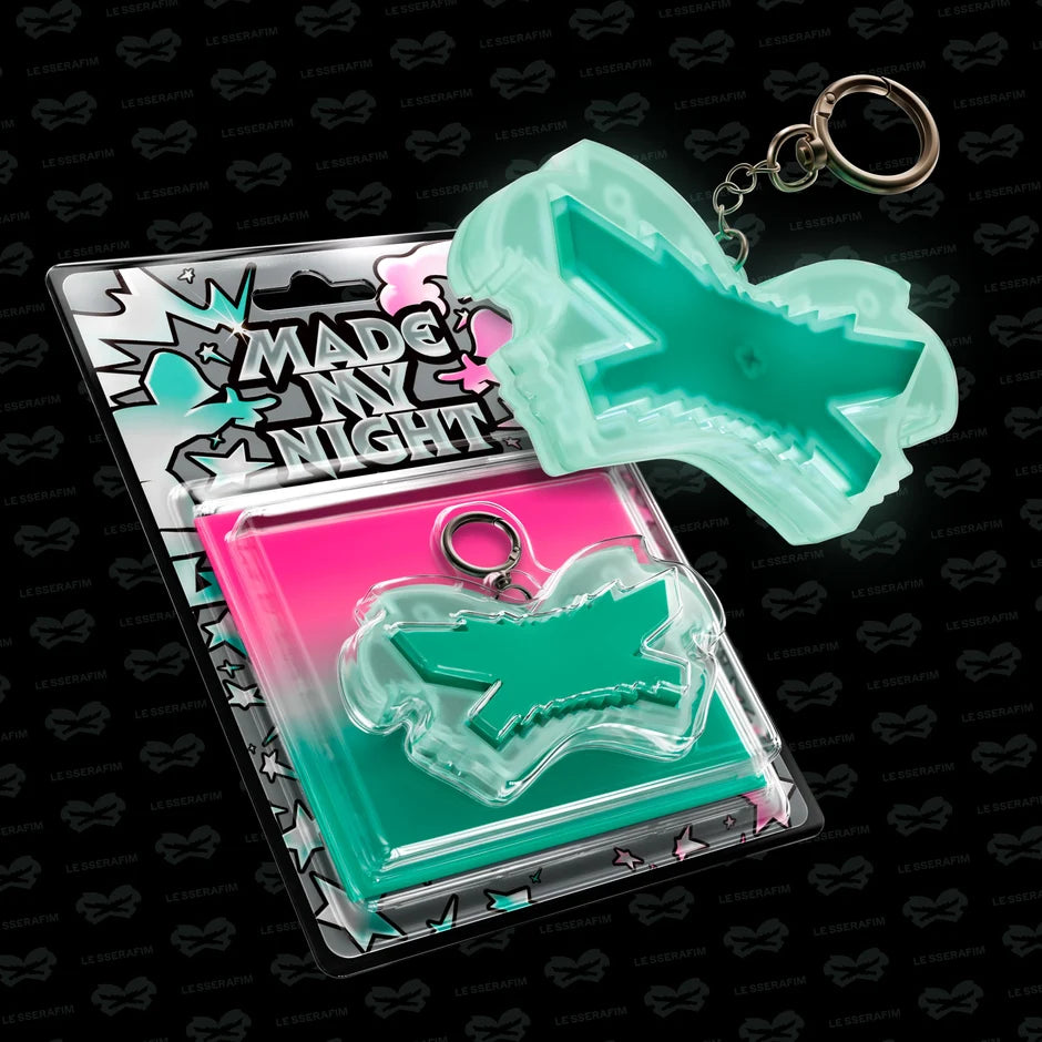 Pre-Order - LE SSERAFIM - 2nd Single Album - Made My Night - Glow Clicker Keychain - Mint Vers .