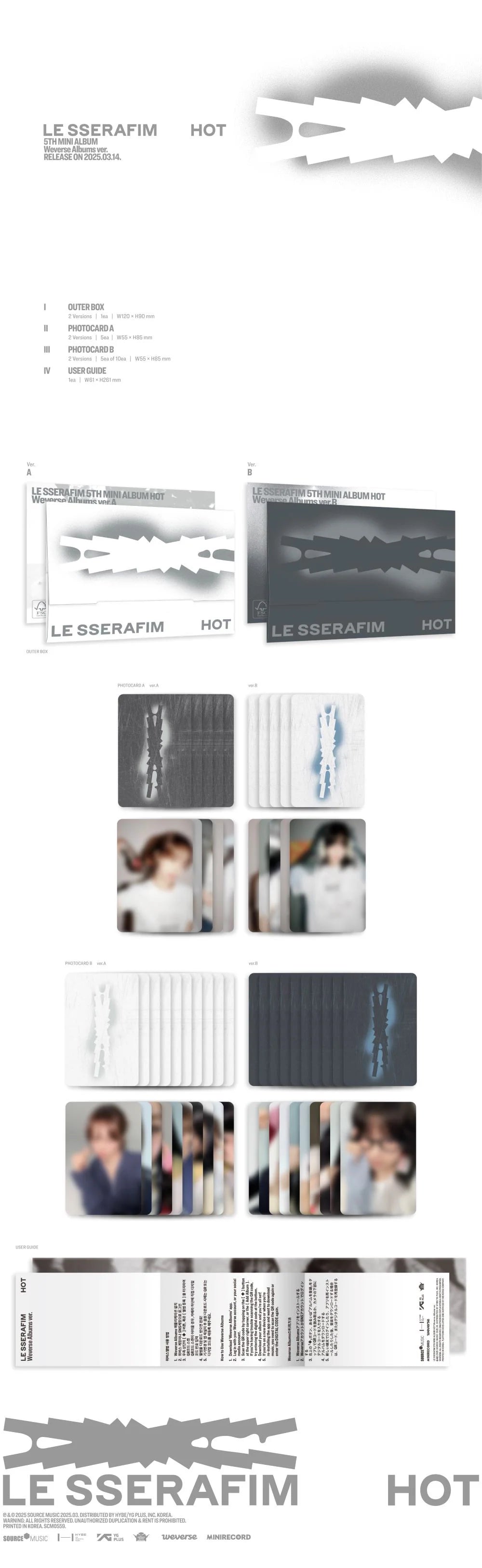 LE SSERAFIM - HOT - 5th Mini Album - Weverse Albums Version