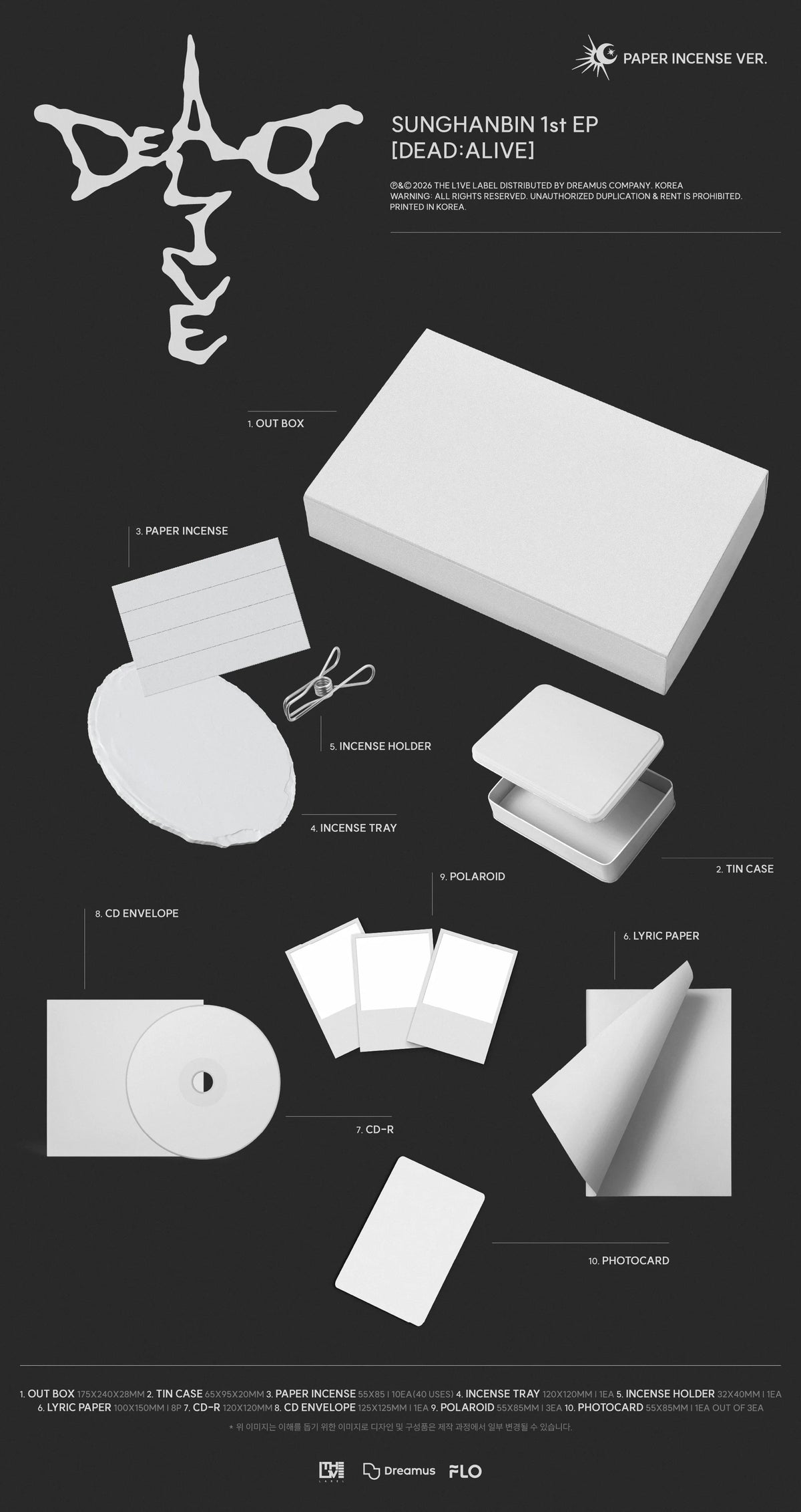 Pre-Order - ZEROBASEONE - SUNGHANBIN - 1st EP - DEAD:ALIVE - Incense Vers.