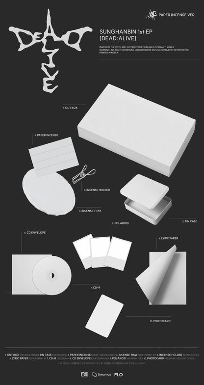 Pre-Order - ZEROBASEONE - SUNGHANBIN - 1st EP - DEAD:ALIVE - Incense Vers.