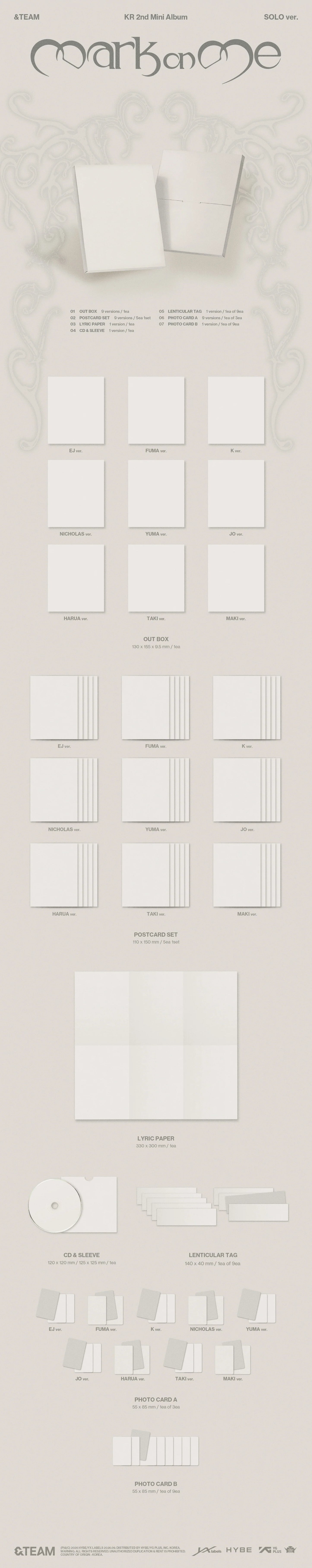 Pre-Order - &TEAM - KR 2nd Mini Album - Mark on Me - SOLO Vers.