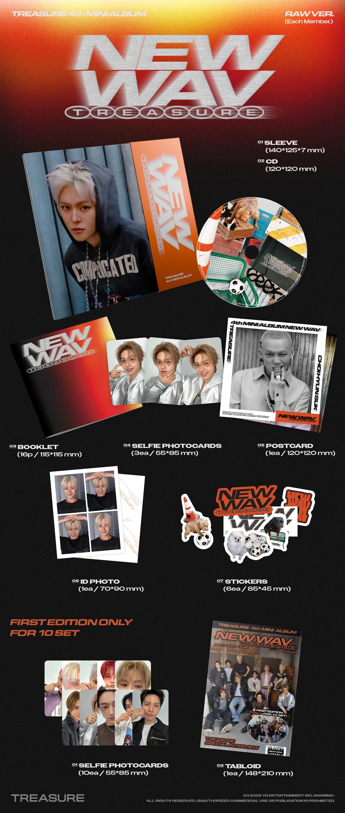 TREASURE - 4th Mini Album - NEW WAV - RAW Vers.