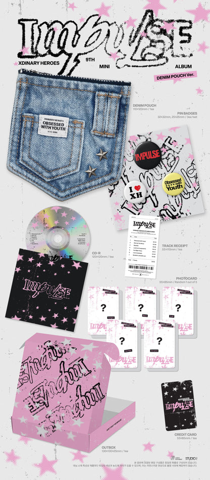 Pre-Order - Xdinary-Heroes - 9th Mini Album - IMPULSE - DENIM POUCH Vers.