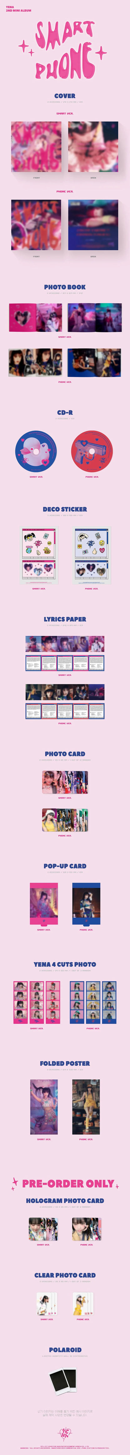 YENA - SMARTPHONE - 2ND MINI ALBUM - Smart Vers. (Pre-Loved 6)