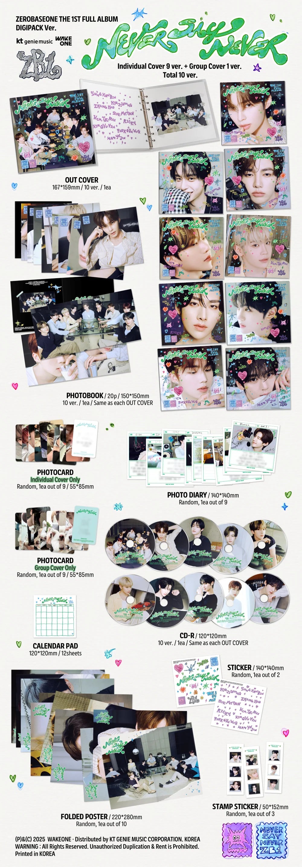 ZEROBASEONE - 1st Full Album - NEVER SAY NEVER - DIGIPACK Ver.