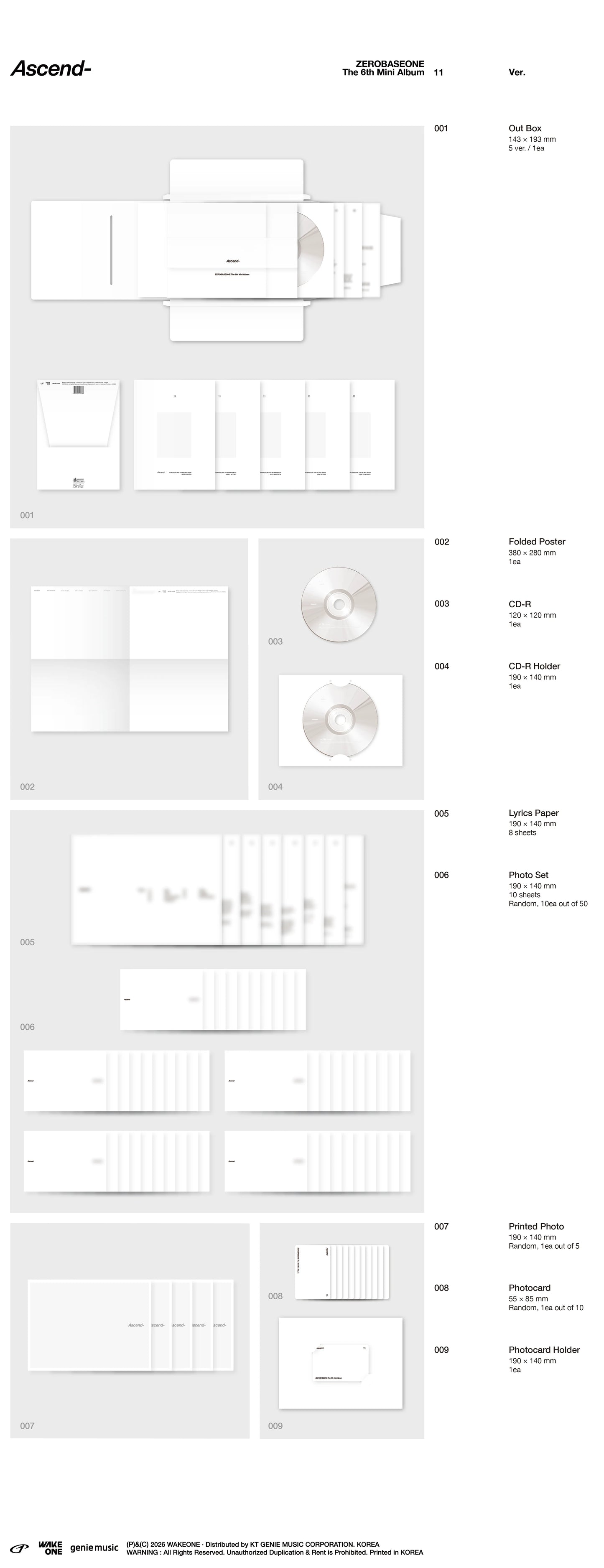 Pre-Order - ZEROBASEONE - 6th Mini Album - Ascend- 11 Vers.