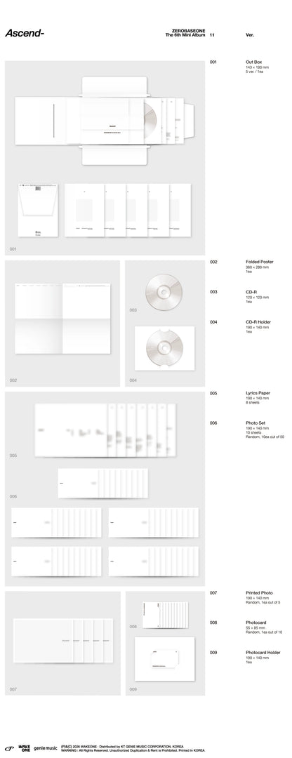 Pre-Order - ZEROBASEONE - 6th Mini Album - Ascend- 11 Vers.
