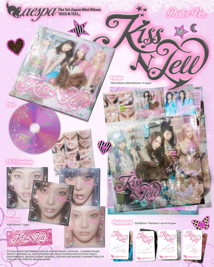 Pre-Order - aespa - 1st Japan Mini Album - KISS N TELL - Poster Vers.