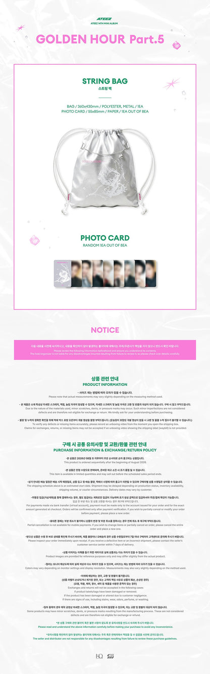 Pre-Order - ATEEZ - GOLDEN HOUR : Part.5 MD - STRINGBAG