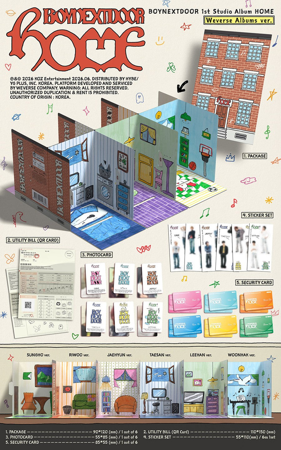 BOYNEXTDOOR - 1st Studio Album - HOME - Weverse Albums Vers. (Seoul Saver)