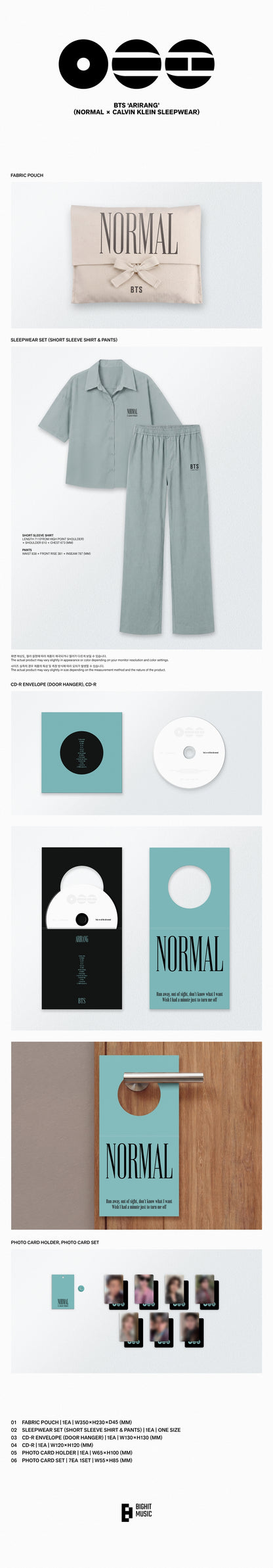 Pre-Order -  BTS - The 5th Album - ARIRANG - NORMAL x CALVIN KLEIN SLEEPWEAR