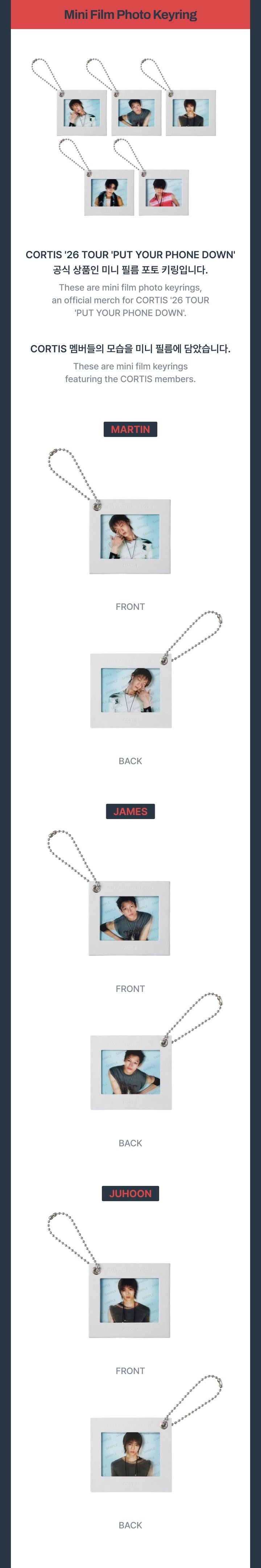 Pre-Order - CORTIS - PUT YOUR PHONE DOWN Goods - Mini Film Photo Keyring