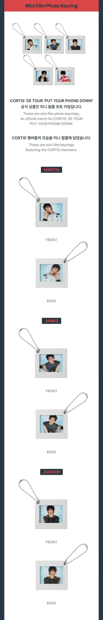 Pre-Order - CORTIS - PUT YOUR PHONE DOWN Goods - Mini Film Photo Keyring