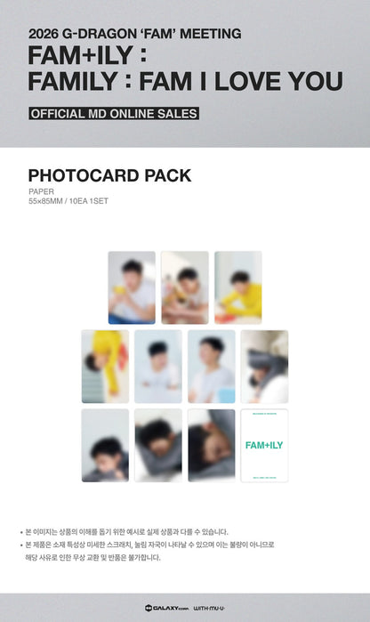 Pre-Order - PHOTOCARD PACK 2026 G-DRAGON ‘FAM’ MEETING FAM+ILY : FAMILY : FAM I LOVE YOU OFFICIAL MD