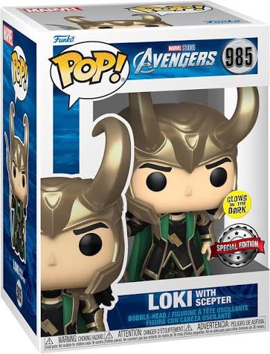 Pop Vinyl - Avengers - Loki with Scepter - #985 - Glows in the Dark, Special Edition
