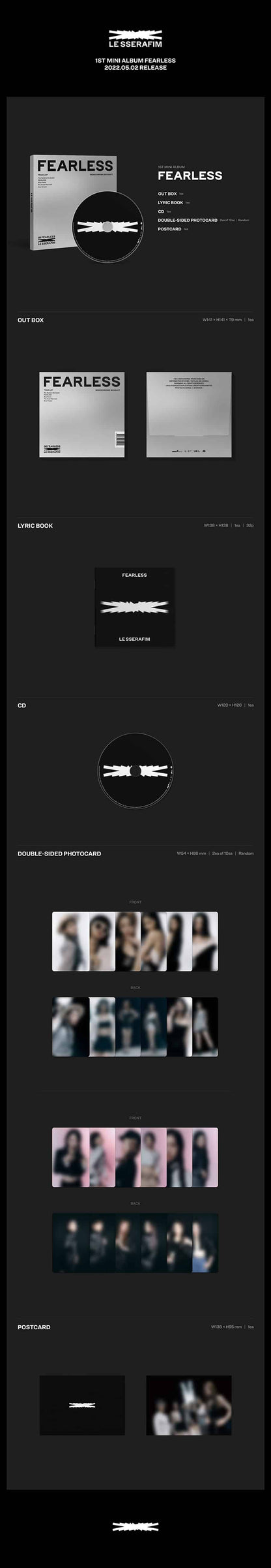 LE SSERAFIM - Fearless - 1st mini Album - Monochrome Bouquet Version (Seoul Saver)