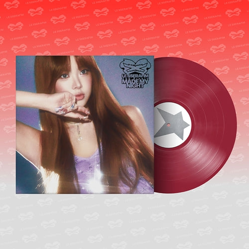 Pre-Order - LE SSERAFIM - 2nd Single Album - Made My Night - Vinyl - WARM RED Vers .