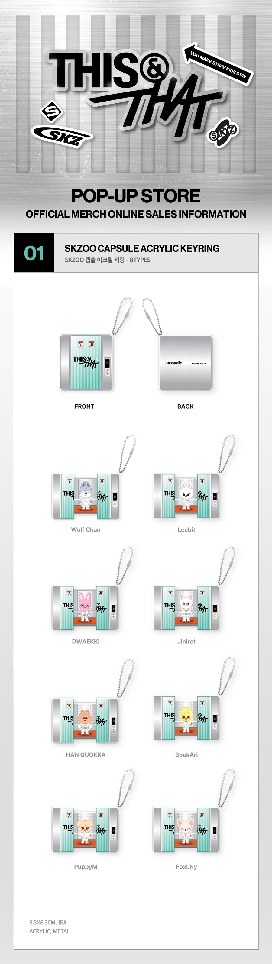Pre-Order - Stray Kids - THIS & THAT MD - SKZOO CAPSULE ACRYLIC KEYRING