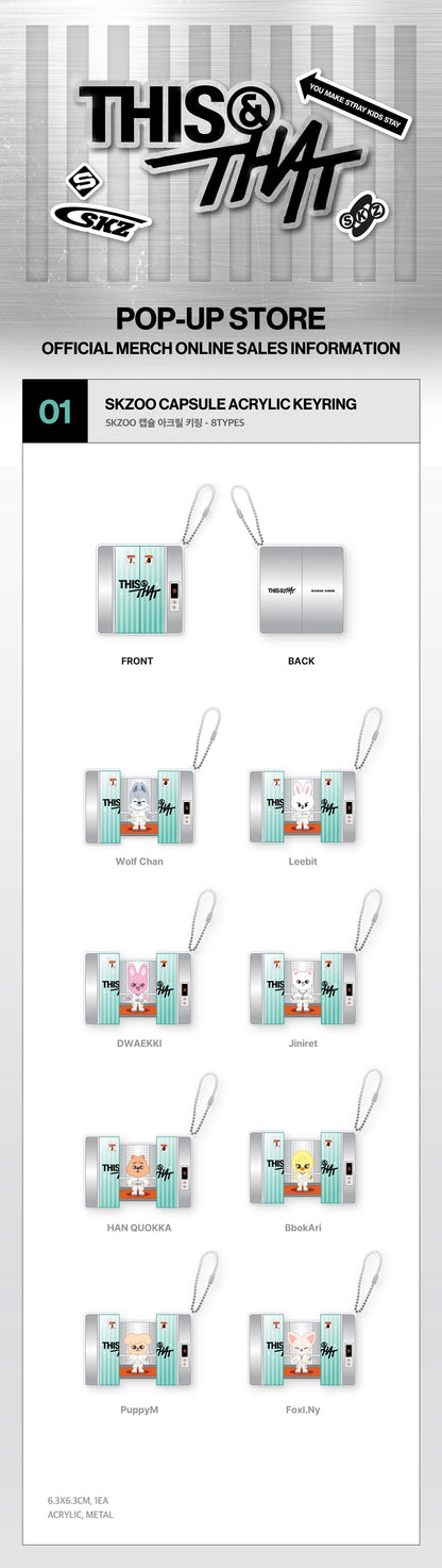 Pre-Order - Stray Kids - THIS & THAT MD - SKZOO CAPSULE ACRYLIC KEYRING