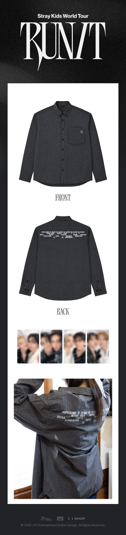 Pre-Order - Stray Kids - World Tour RUN IT MD - CHECK SHIRT