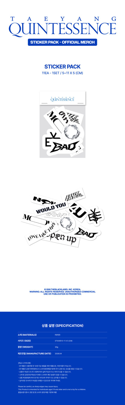 Pre-Order - TAEYANG - QUINTESSENCE MD - Sticker Pack
