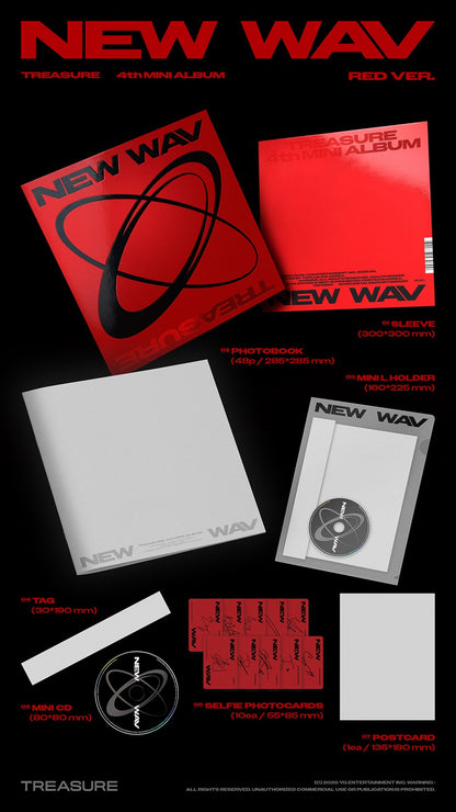 Pre-Order - TREASURE - 4th Mini Album - NEW WAV - RED Vers.